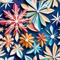 Colorful background with paper texture, colorful and stylized snowflakes, watercolor art style - Seamless texture tiles