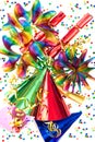 Colorful background with party items