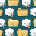 Colorful background with pattern of folders and cloud service storage animated Royalty Free Stock Photo