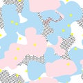 Colorful background. Seamless pattern. Vector illustration. Pastel pink and blue texture. Memphis style.