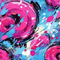 Colorful background with swirling paint in black, pink, and blues (tiled)