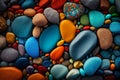 A colorful background texture made of multicolored sea pebbles AI Royalty Free Stock Photo