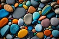 A colorful background texture made of multicolored sea pebbles AI Royalty Free Stock Photo