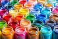 Paint bottles. A background of bottles containing paints of different colors Royalty Free Stock Photo