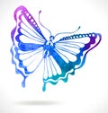 Colorful background with watercolor butterfly Royalty Free Stock Photo