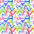 Colorful background with watercolor butterfly, seamless pattern Royalty Free Stock Photo