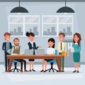 Colorful background workplace office with teamwork executives working