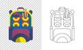 Colorful backpack of pupil. Kids school bag. Extravagant student satchel. Education and study, school backpack icon