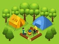 Colorful Backpacking Recreation Concept