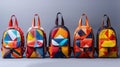 Colorful Backpacks in a Row