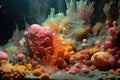 colorful bacteria colonies thriving in thermal vent