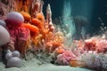 colorful bacteria colonies thriving in thermal vent