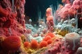 colorful bacteria colonies thriving in thermal vent