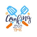 Cooking food logo template with crossed scapulas for food