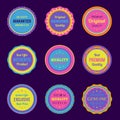 Colorful badges and labels set.  Retro badges for your design. Vector illustration. Royalty Free Stock Photo