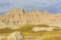 Colorful Badlands Formations Against Stormy Skies