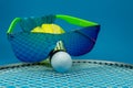 Colorful badminton shuttlecock with sunglasses Royalty Free Stock Photo