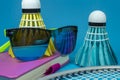 Colorful badminton shuttlecocks with sunglasses