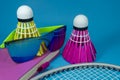 Colorful badminton shuttlecocks with sunglasses