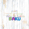 Colorful Baku drawing on wooden background