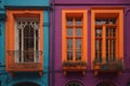 Colorful balconies on the facade of a building. generative ai