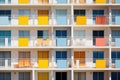 Colorful Balconies on Modern Apartment Building. Generative AI