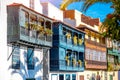 Colorful balconies in Santa Cruz city on La Palma island Royalty Free Stock Photo