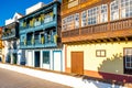 Colorful balconies in Santa Cruz city on La Palma island Royalty Free Stock Photo