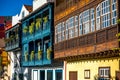 Colorful balconies in Santa Cruz city on La Palma island Royalty Free Stock Photo