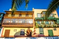 Colorful balconies in Santa Cruz city on La Palma island Royalty Free Stock Photo