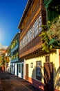 Colorful balconies in Santa Cruz city on La Palma island Royalty Free Stock Photo