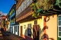 Colorful balconies in Santa Cruz city on La Palma island Royalty Free Stock Photo