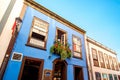 Colorful balconies in Santa Cruz city on La Palma island Royalty Free Stock Photo