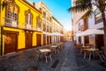 Colorful balconies in Santa Cruz city on La Palma island Royalty Free Stock Photo