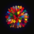 a colorful ball of blocks on a black background, colorful polygon geometric abstract splash on black background, Royalty Free Stock Photo