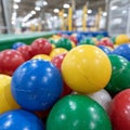 Colorful ball pit with red, blue, yellow, and green balls. Royalty Free Stock Photo
