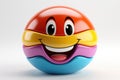 A colorful ball with a smiley face on it, clipart on white background. Royalty Free Stock Photo