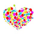 Colorful ballons in heart shape isolated