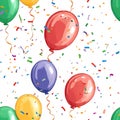 colorful balloon and confetti seamless pattern background AI generated Royalty Free Stock Photo