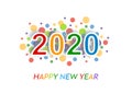 Colorful happy new year 2020 greetings in white background