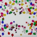 A colorful balloon and stars border with copy space Royalty Free Stock Photo