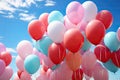 Colorful balloons Concept of happy birth day in summer and wedding, honeymoon party use for background