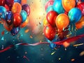 Colorful balloons and confetti - party background Royalty Free Stock Photo