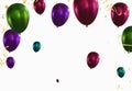 Colorful balloons and confetti on white background. Vector illustration