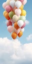 colorful balloons dances against a clear blue sky, creating a whimsical and joyful scene.. Ai generated
