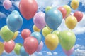 Colorful balloons flying in the air