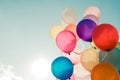 Colorful balloons flying on sky Royalty Free Stock Photo