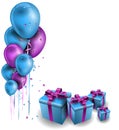 Colorful balloons with gifts Royalty Free Stock Photo