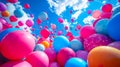 colorful balloons holiday balls in the blue sky minimalistic