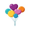 Colorful balloons for a holiday surprise. Bunch of helium balloons. Vector illustration